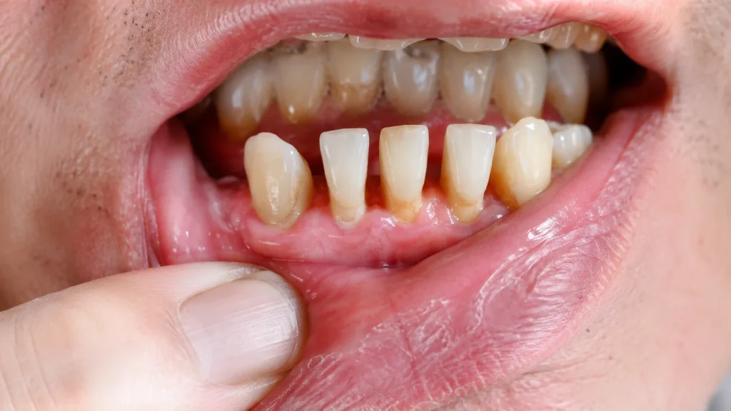 Teeth feel loose with plaque buildup and irritated gums