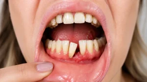 Patient showing teeth feel loose with gum discomfort